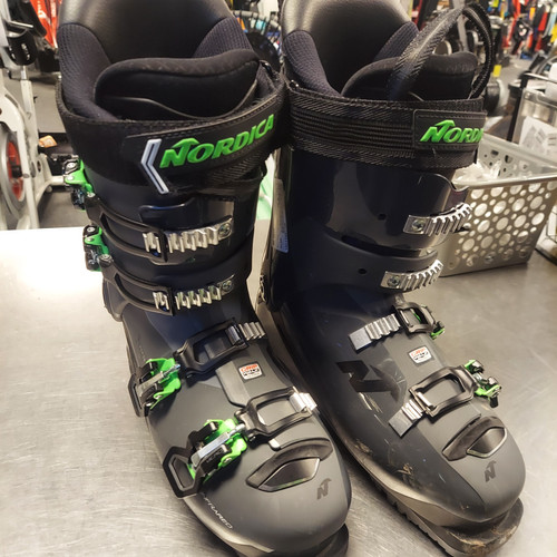 Vist Large View of Product Image Which is Used Nordica SPORT MACHINE ACP 110 Mens DH Ski Boot Black And Neon Green 265 MP - M08.5 - W09.5
