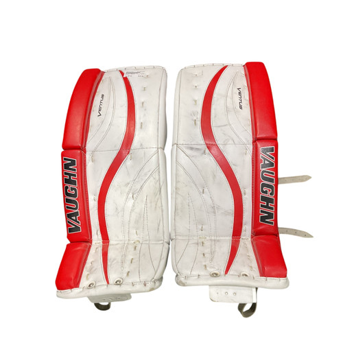 Vist Large View of Product Image Which is Used Vaughn VENTUS Goalie Leg Pads Youth Red 24"