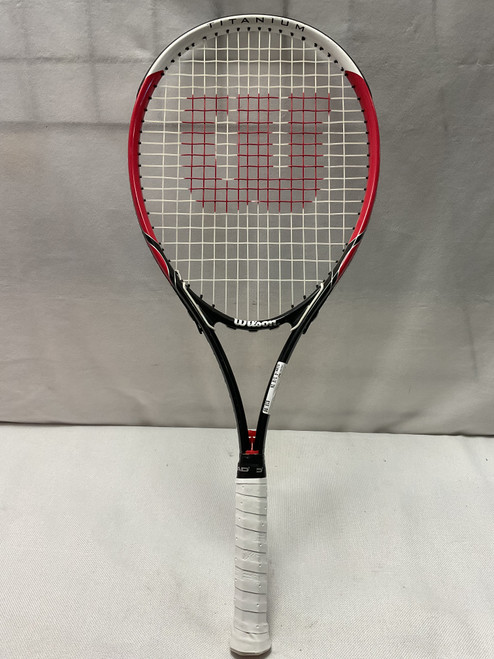 Vist Large View of Product Image Which is Used Wilson FEDERER TITANIUM Adult Tennis Racquet Red 4 3/8"