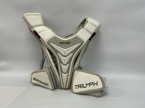 Vist Large View of Product Image Which is Used Brine TRIUMPH Lacrosse Shoulder Pads White LG