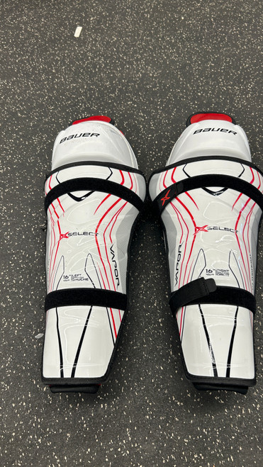 Vist Large View of Product Image Which is Used Bauer VAPOR X SELECT Senior Shin Guards White 16"