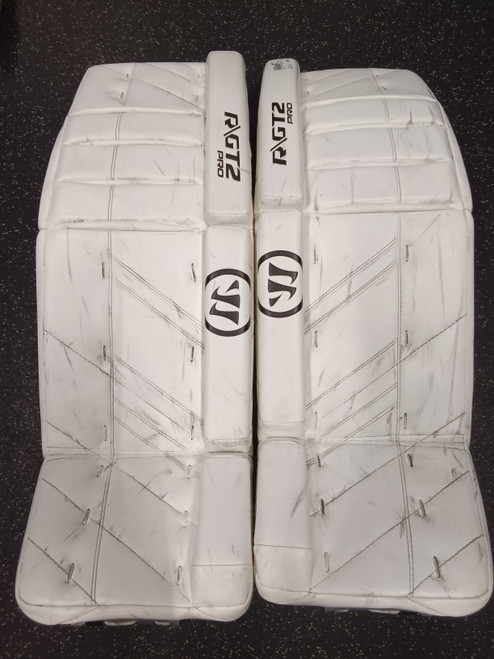 Vist Large View of Product Image Which is Used Warrior R/GT2 PRO Goalie Leg Pads Senior White 33"