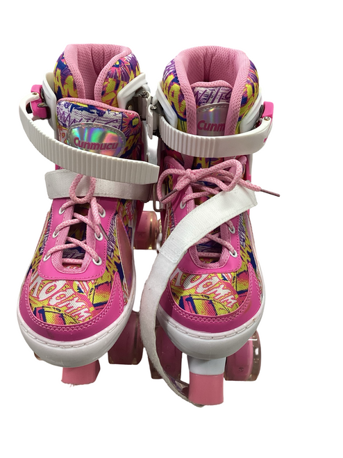 Vist Large View of Product Image Which is Used CUNMUCU ROLLER SKATES Junior Roller Quad Skates Pink Adjustable