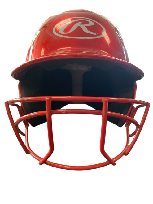 Vist Large View of Product Image Which is Used Rawlings RED HELMET W CAGE Batting Helmet w/Mask Red MD