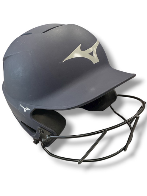 Vist Large View of Product Image Which is Used Mizuno BATTING HELEMT WITH CAGE Batting Helmet w/Mask Navy Blue SM