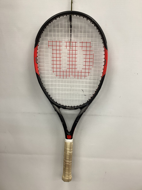 Vist Large View of Product Image Which is Used Wilson FEDERER 105 Adult Tennis Racquet Black 4 3/8"