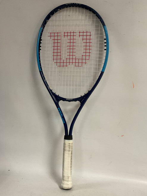 Vist Large View of Product Image Which is Used Wilson POWER XL 112 Adult Tennis Racquet Royal Blue 4 3/8"