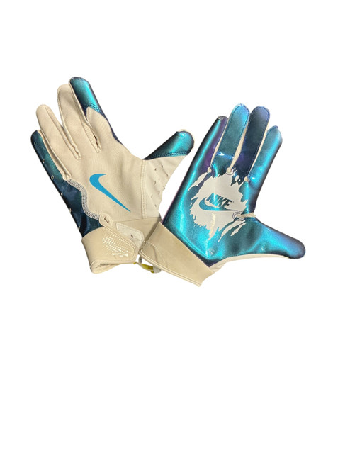 Vist Large View of Product Image Which is Used Nike FOOTBALL GLOVES FB Gloves Silver/White/Royal MD