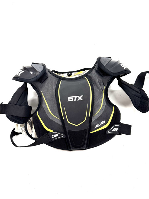 Vist Large View of Product Image Which is Used STX STALLION 200 Lacrosse Shoulder Pads Black LG