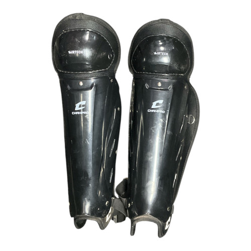 Vist Large View of Product Image Which is Used Champro AIR TECH Catchers Leg Guards Black Intermed