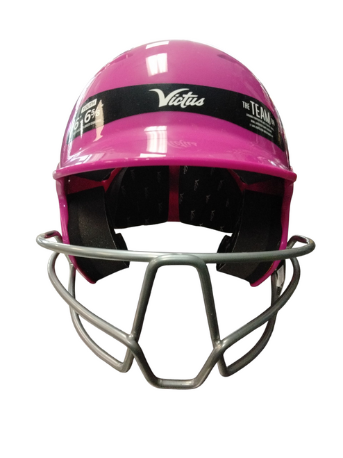 Vist Large View of Product Image Which is Used Victus THE TEAM Batting Helmet w/Mask Pink SM