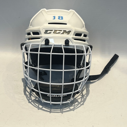 Vist Large View of Product Image Which is Used CCM SUPER TACKS X Helmet Cage Combo White XS