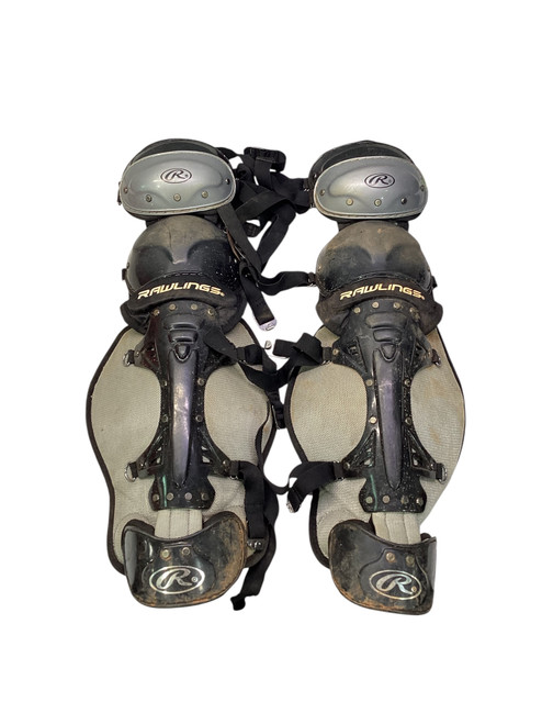 Vist Large View of Product Image Which is Used Rawlings BLACK SHIN GUARDS Catchers Leg Guards Black Intermed