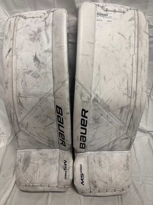 Vist Large View of Product Image Which is Used Bauer SUPREME M5 PRO Goalie Leg Pads Inter White 30"