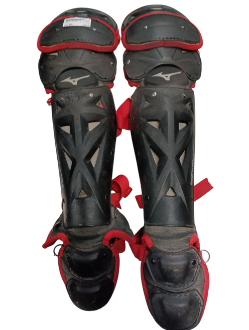 Vist Large View of Product Image Which is Used Mizuno SAMUARI Catchers Leg Guards Black Adult