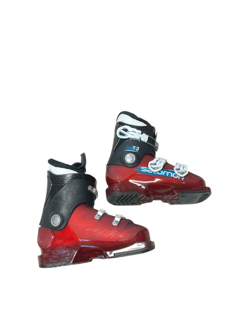 Vist Large View of Product Image Which is Used Salomon T3 Boys DH Ski Boot Maroon 220 MP - J04 - W05
