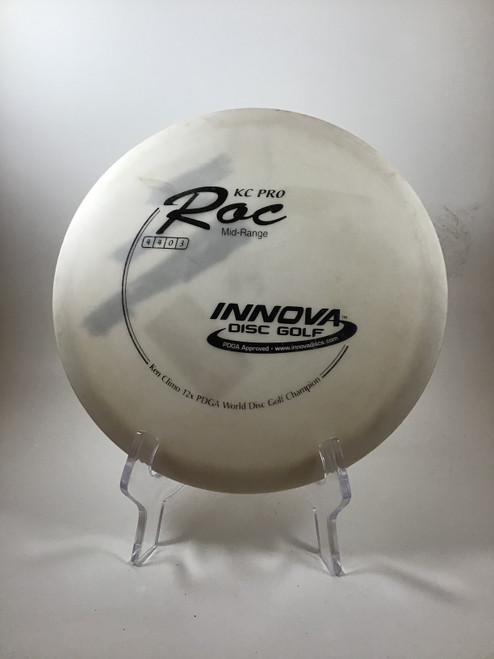 Vist Large View of Product Image Which is Used Innova KC PRO ROC Disc Golf Mid Range White 179g