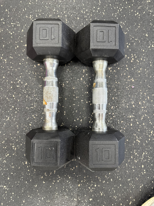 Vist Large View of Product Image Which is Used Rubber Dumbbell (pair)10 lb