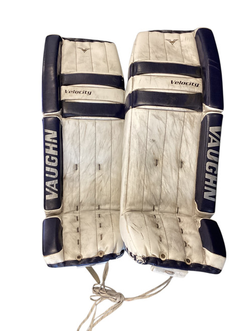 Vist Large View of Product Image Which is Used Vaughn VELOCITY 34+2 Goalie Leg Pads Senior White 34"