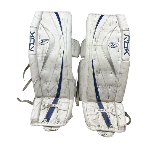 Vist Large View of Product Image Which is Used Reebok 8K Hockey Goalie Leg Pads Senior White 35"