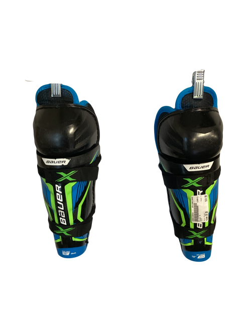 Vist Large View of Product Image Which is Used Bauer X Youth Shin Guards Black 10"