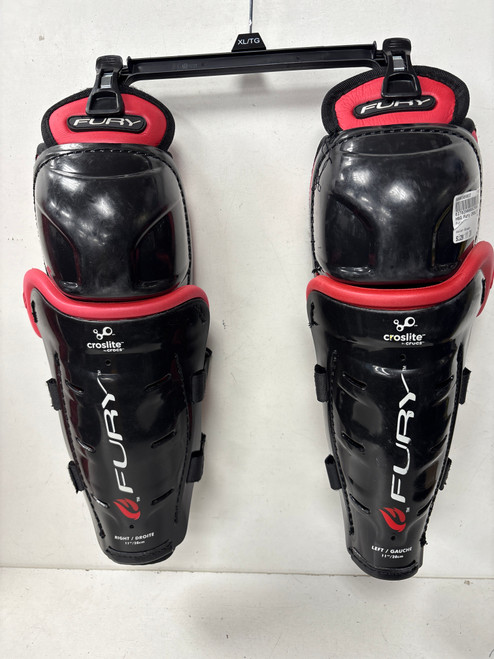 Vist Large View of Product Image Which is Used Fury CROSLITE Junior Shin Guards Black 11"