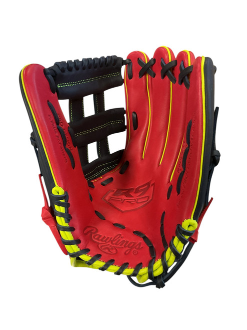 Vist Large View of Product Image Which is Used Rawlings R9 PRO BB/SB Glove RH Throw Red 12 1/2"
