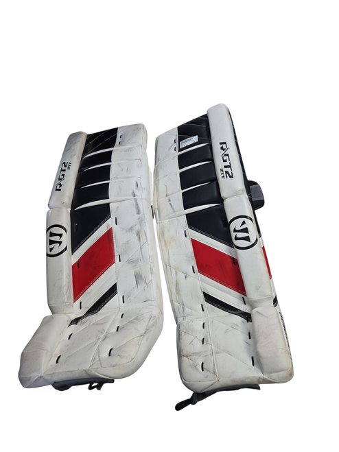 Vist Large View of Product Image Which is Used Warrior RG2 Goalie Leg Pads Inter White 31"