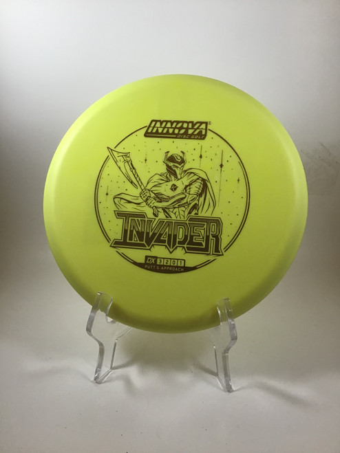 Vist Large View of Product Image Which is Used Innova DX INVADER Disc Golf Putter Yellow 167g