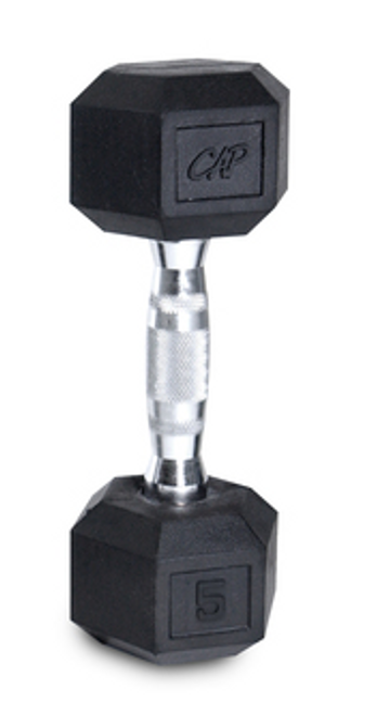 Vist Large View of Product Image Which is CAP RUBBER COATED HEX DUMBBELL 5LB SDR005 11814-CAPSDR005