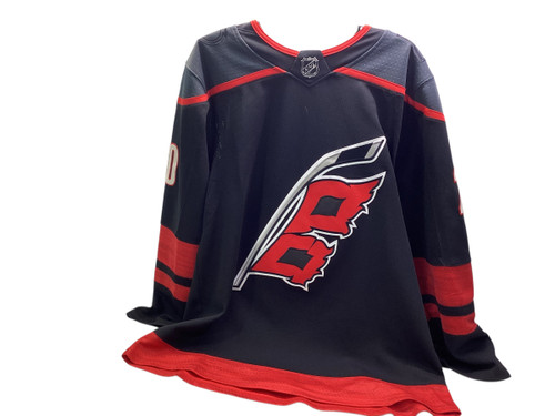 Vist Large View of Product Image Which is Used CAROLINA HURRICANES SZ 46 AHO Hockey Tops Senior Red SM