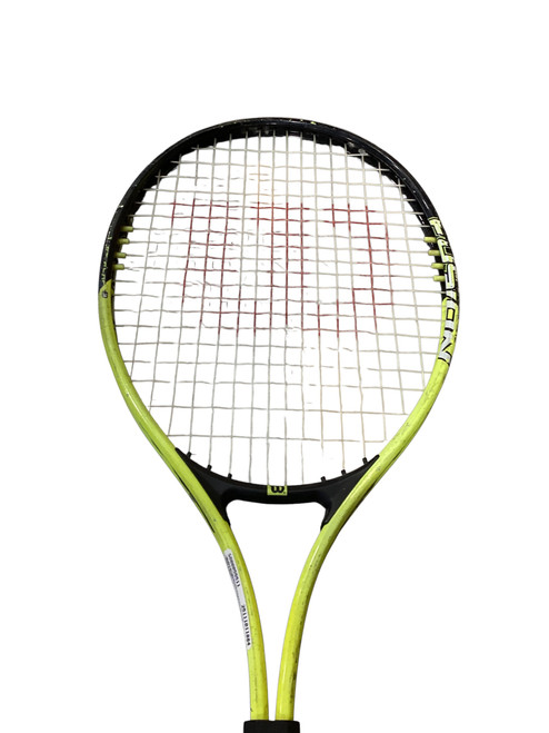 Vist Large View of Product Image Which is Used Wilson FUSION Adult Tennis Racquet Yellow 4 3/8"