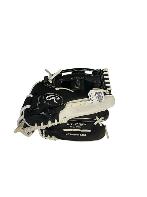 Vist Large View of Product Image Which is Used Rawlings HFP125HBW RH Throw Fastpitch Gloves Black 12 1/2"