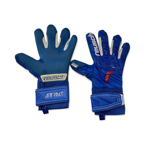 Vist Large View of Product Image Which is Used Reusch FREEGEL Soccer Goalie Gloves Royal Blue