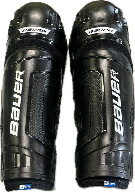 Vist Large View of Product Image Which is Used Bauer X Senior Shin Guards Black 16"