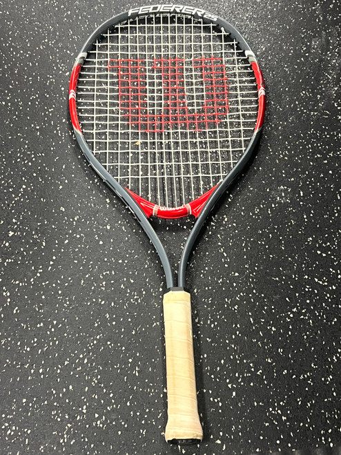 Vist Large View of Product Image Which is Used Wilson FEDERER Adult Tennis Racquet Grey 4 3/8"
