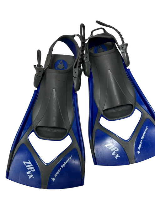 Vist Large View of Product Image Which is Used Aqua Sphere Zip VX Swim Fins Blue Mens Size 4-7