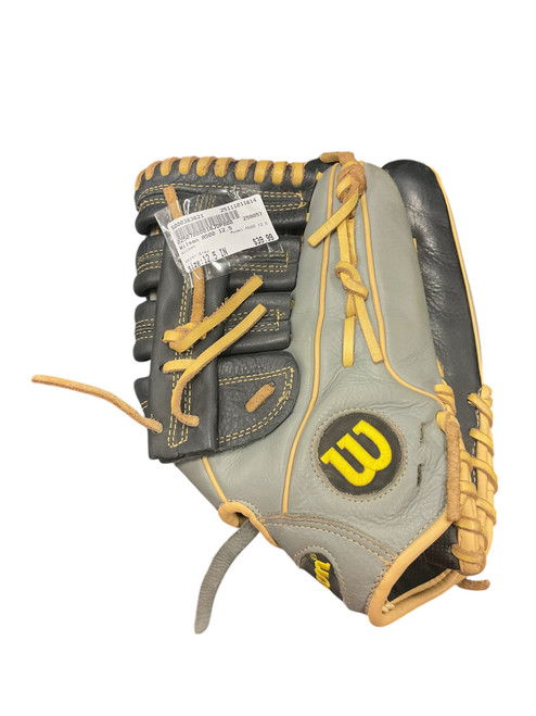 Vist Large View of Product Image Which is Used Wilson A500 12.5 BB/SB Glove RH Throw Grey 12 1/2"