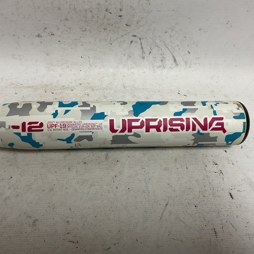 Vist Large View of Product Image Which is Used Demarini Uprising UPF-19 Fastpitch Bat White And Neon Pink 30"
