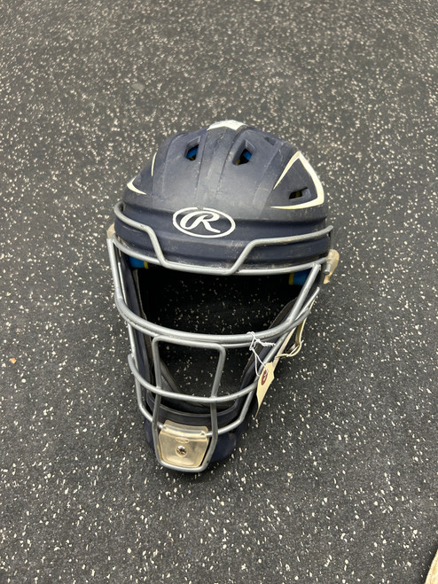 Vist Large View of Product Image Which is Used Rawlings MACH REV JUNIOR Catchers Helmet w/Mask Navy Blue One Size