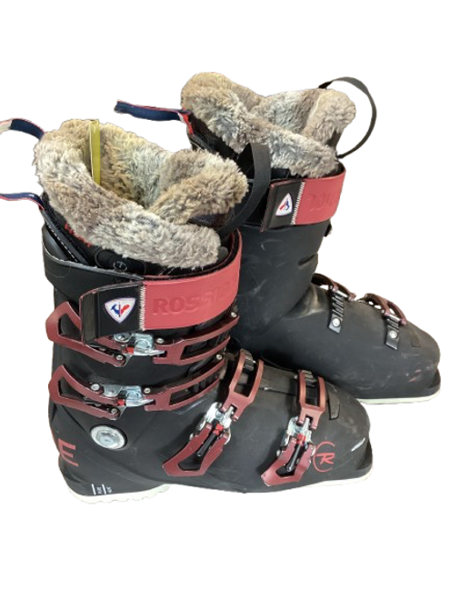 Vist Large View of Product Image Which is Used Rossignol PURE HEATED Womens DH Ski Boot Black And Wine Red 255 MP - M07.5 - W08.5