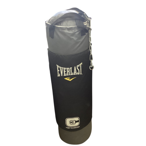 Vist Large View of Product Image Which is Used Everlast 100 LB HEAVY BAG Boxing Heavy Bag Grey And Black 100 lb