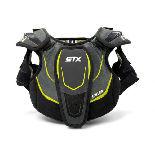 Vist Large View of Product Image Which is Used STX 200+ Lacrosse Shoulder Pads Black SM