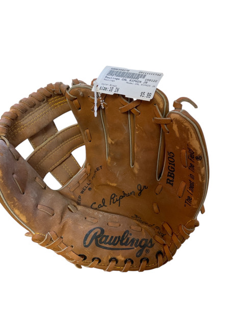 Vist Large View of Product Image Which is Used Rawlings CAL RIPKEN JR BB/SB Glove RH Throw Brown 10"