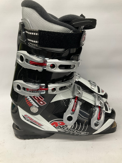 Vist Large View of Product Image Which is Used Nordica CRUISE NFS Mens DH Ski Boot Black And White 255 MP - M07.5 - W08.5