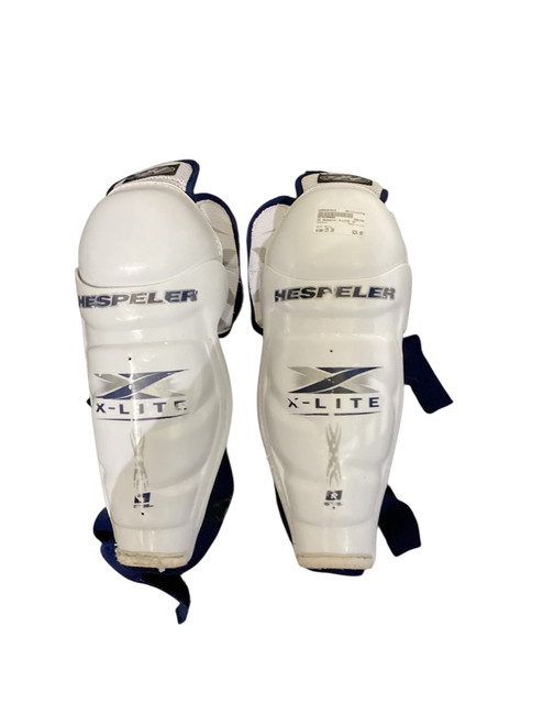 Vist Large View of Product Image Which is Used Hespeler X-LITE Senior Shin Guards White 15"