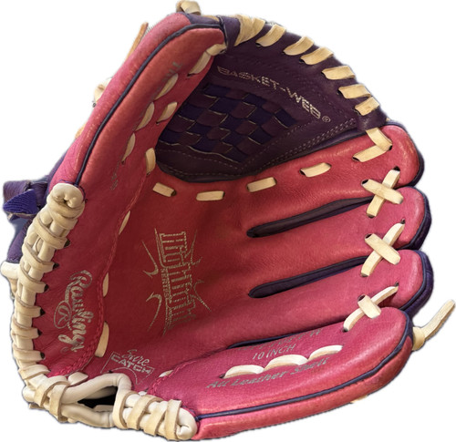 Vist Large View of Product Image Which is Used Rawlings HFP10PPW BB/SB Glove RH Throw Pink 10"
