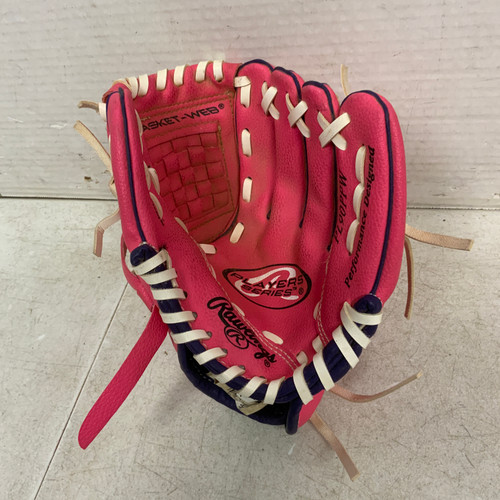 Vist Large View of Product Image Which is Used Rawlings PL90PPW BB/SB Glove RH Throw Pink 9"