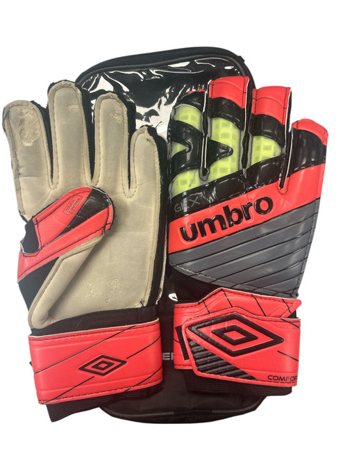 Vist Large View of Product Image Which is Used Umbro GKX Soccer Goalie Gloves Black And Red 8