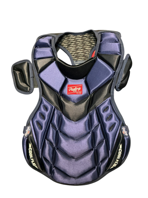 Vist Large View of Product Image Which is Used Rawlings COOLFLO Catchers Chest Protector Navy Blue Adult